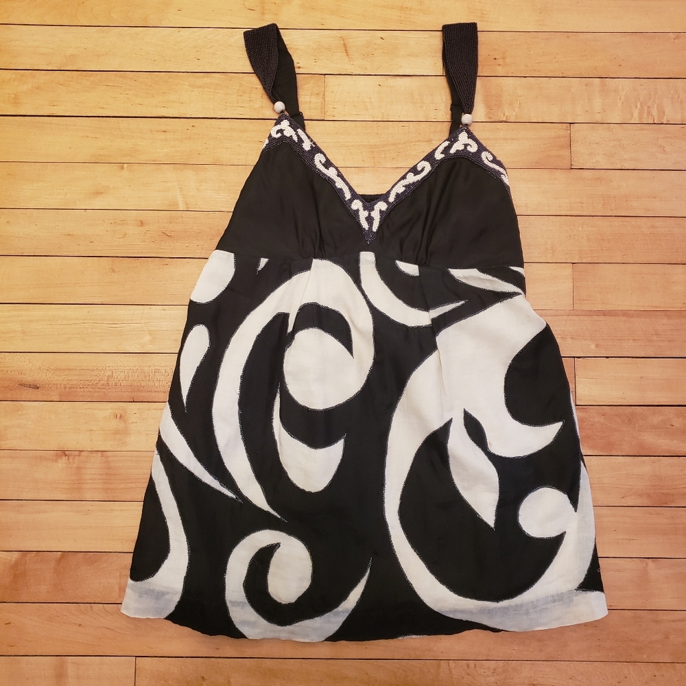 Yoana Baraschi Black/Cream Beaded Tank